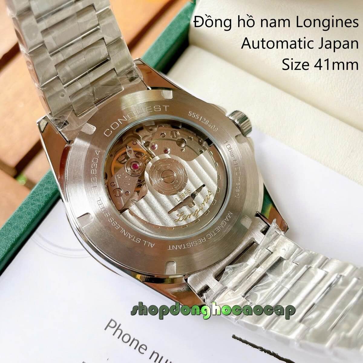 Đồng Hồ Nam Longines Conquest Tự Động Inox Sapphire Mặt Xanh Lá Silver 41mm
