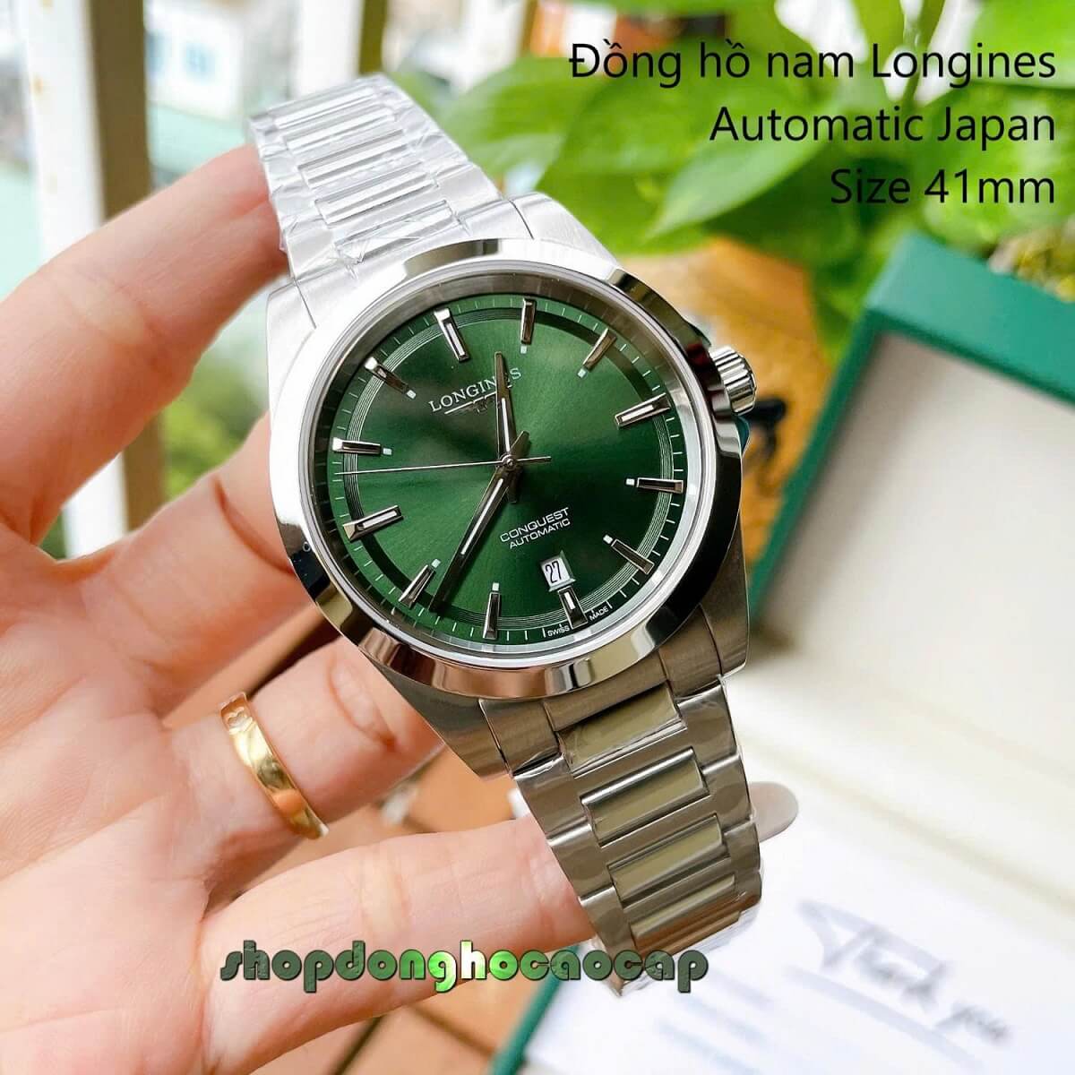 Đồng Hồ Nam Longines Conquest Tự Động Inox Sapphire Mặt Xanh Lá Silver 41mm