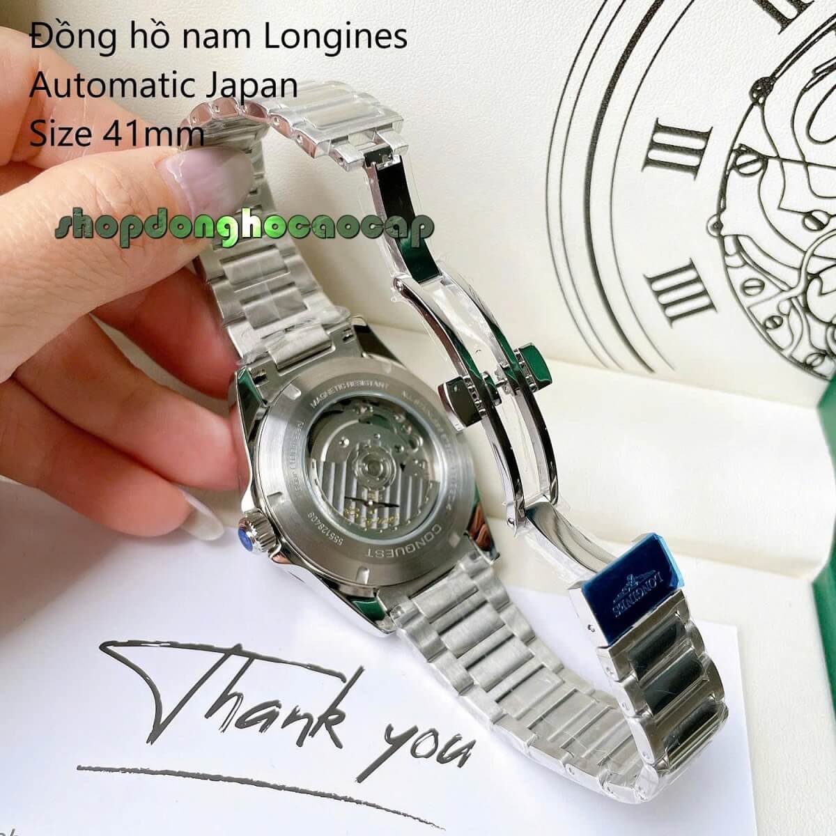 Đồng Hồ Nam Longines Conquest Tự Động Inox Sapphire Mặt Xanh Lá Silver 41mm