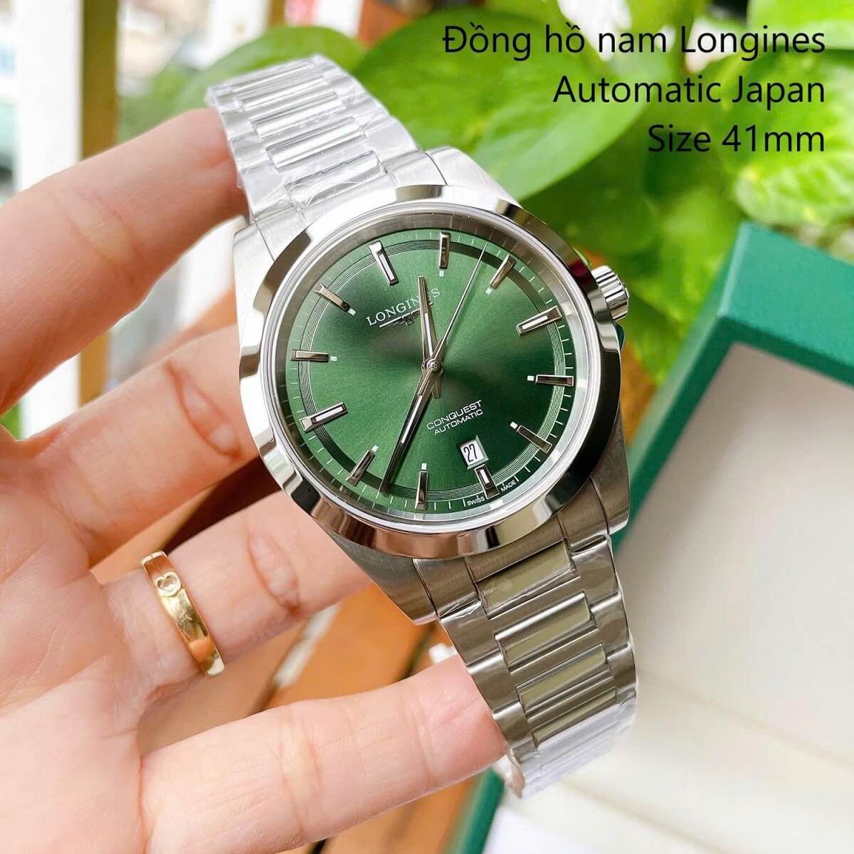 Đồng Hồ Nam Longines Conquest Tự Động Inox Sapphire Mặt Xanh Lá Silver 41mm