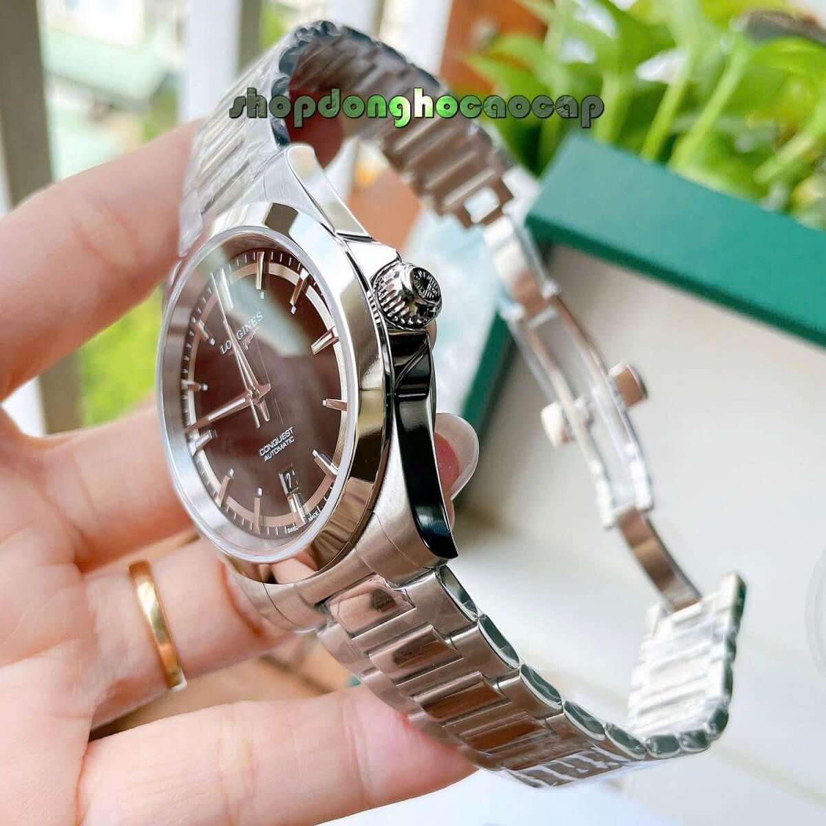 Đồng Hồ Nam Longines Conquest Tự Động Inox Sapphire Mặt Đen Silver 41mm