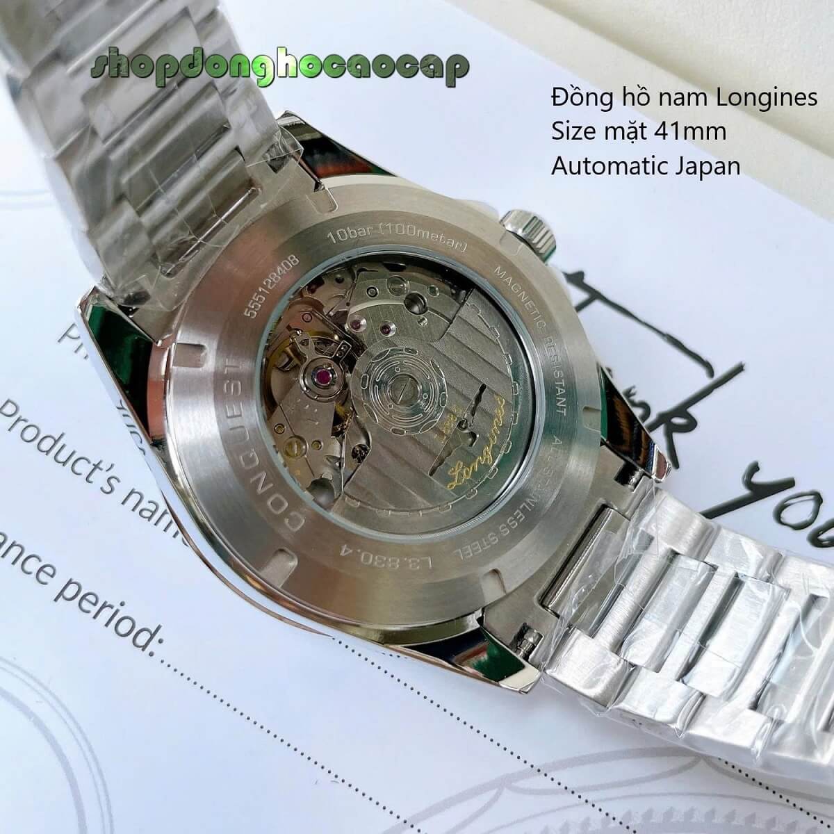 Đồng Hồ Nam Longines Conquest Tự Động Inox Sapphire Mặt Đen Silver 41mm