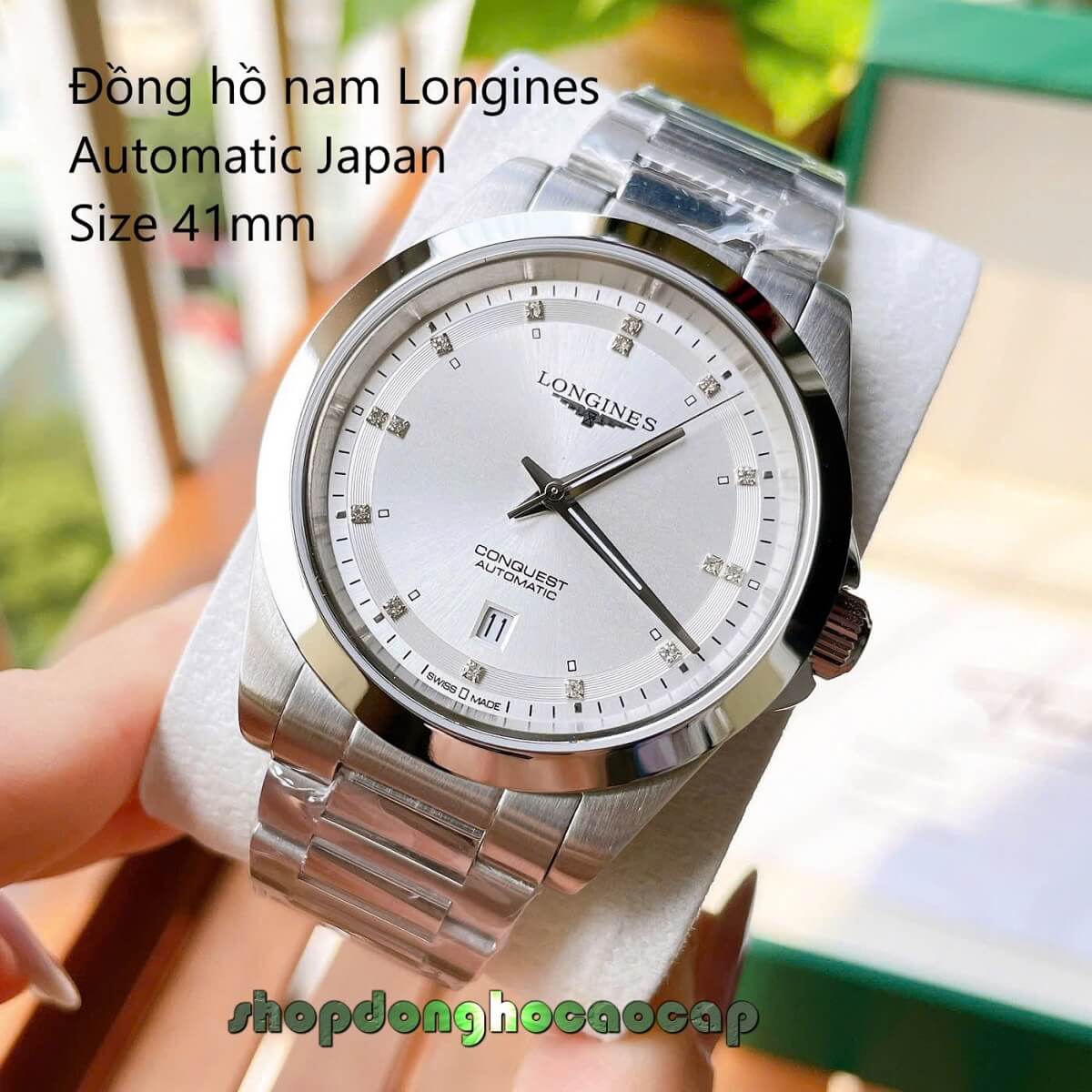 Đồng Hồ Nam Longines Conquest Tự Động Inox Sapphire Mặt Trắng Silver 41mm
