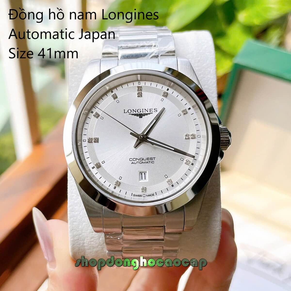 Đồng Hồ Nam Longines Conquest Tự Động Inox Sapphire Mặt Trắng Silver 41mm