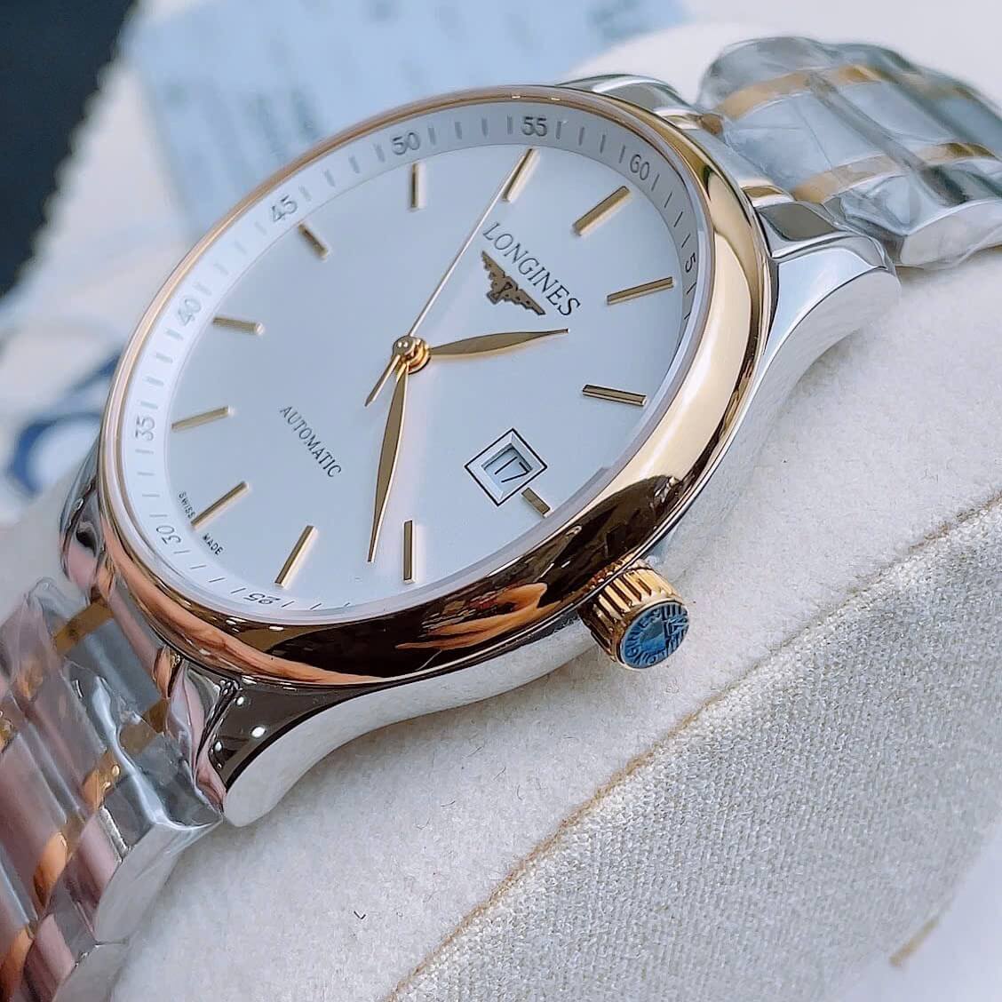 Đồng Hồ Nam Longines Tự Động Size 40mm - Longines Cơ Thụy Sĩ 2836 - Demi Trắng Mặt Vạch