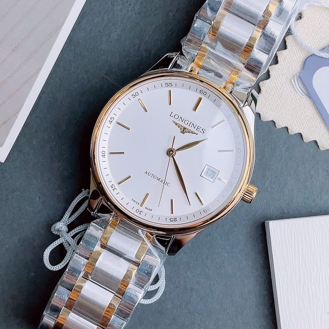 Đồng Hồ Nam Longines Tự Động Size 40mm - Longines Cơ Thụy Sĩ 2836 - Demi Trắng Mặt Vạch