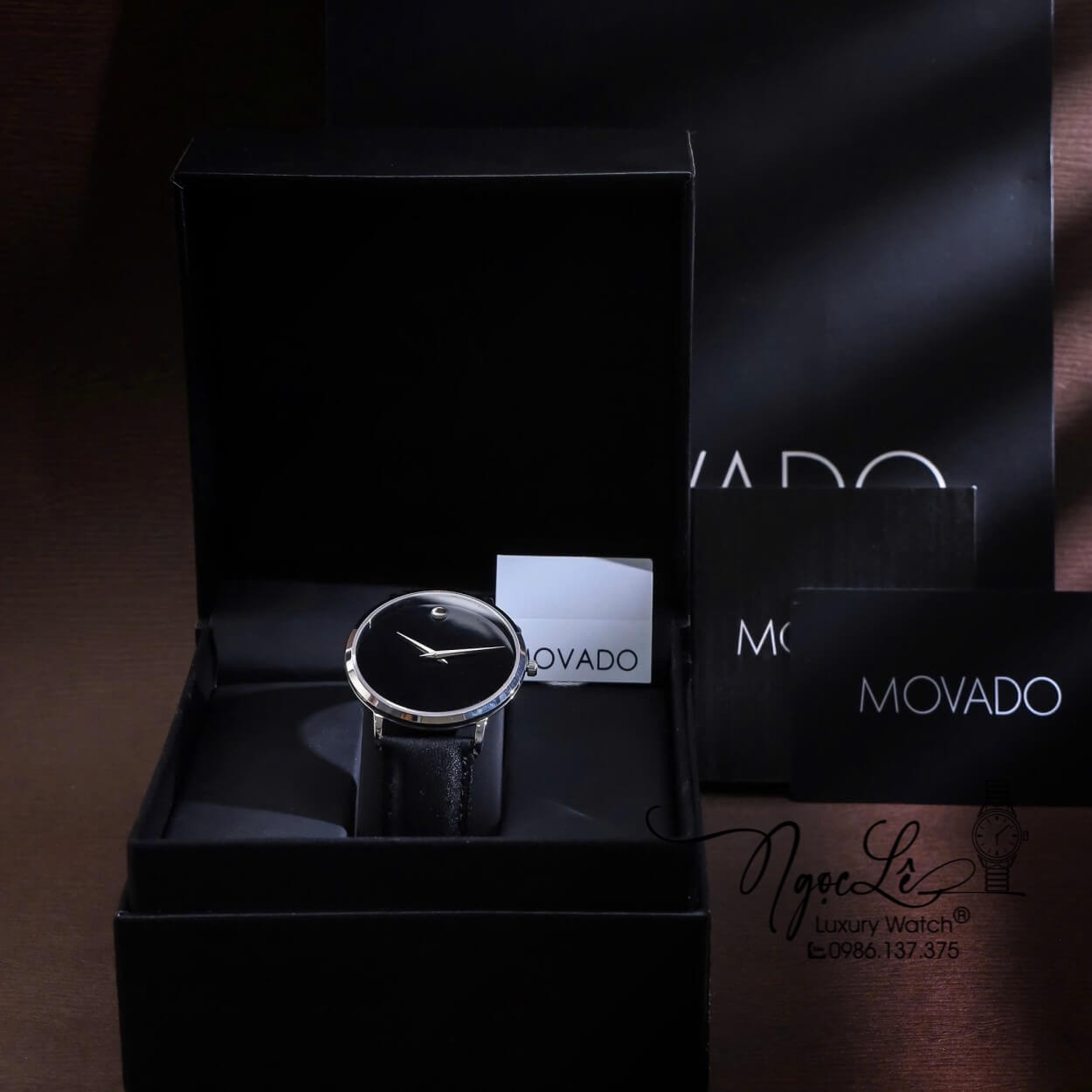 Đồng Hồ Nam Movado Dây Da Đen Vỏ Bạc Cao Cấp Size 40mm Máy Pin
