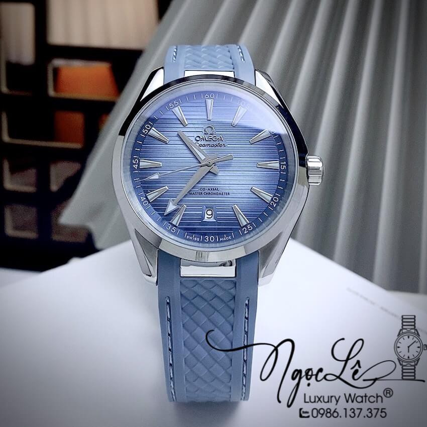 Đồng Hồ Nam Omega Aqua Terra Chronometer Summer Blue 41mm Dây Silicon Xanh