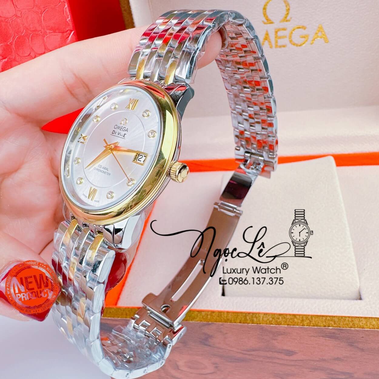 Đồng Hồ Nam Omega Deville Máy Cơ Thụy Sỹ Dây Kim Loại Demi Mặt Trắng 39mm