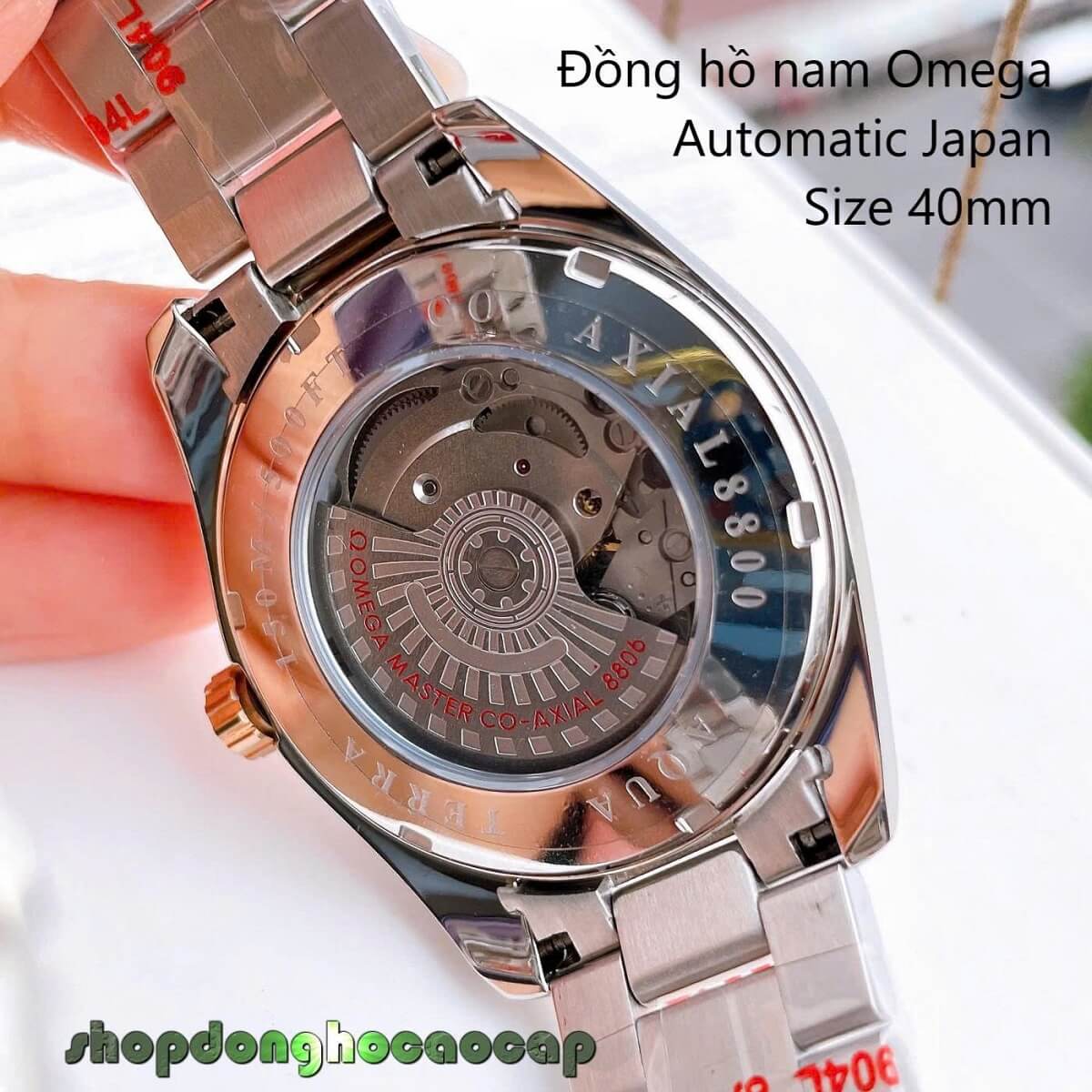 Đồng Hồ Nam Omega Máy Tự Động Nhật 2 Lịch Mặt Nâu Kim Loại Demi Rose Sapphire Size 40mmm