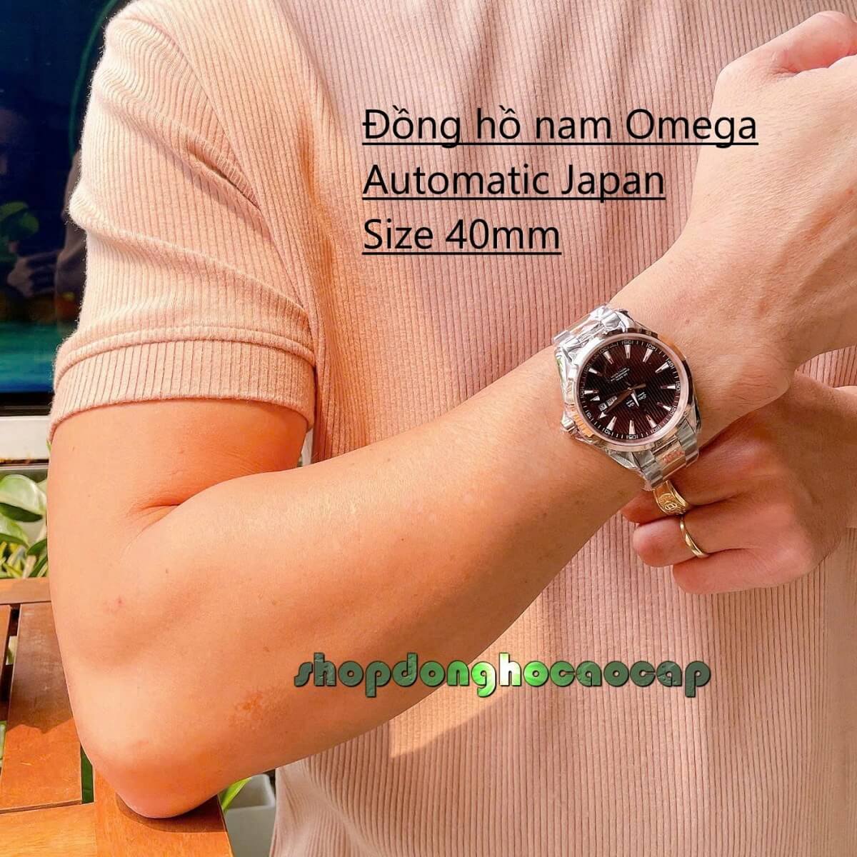 Đồng Hồ Nam Omega Máy Tự Động Nhật 2 Lịch Mặt Nâu Kim Loại Demi Rose Sapphire Size 40mmm