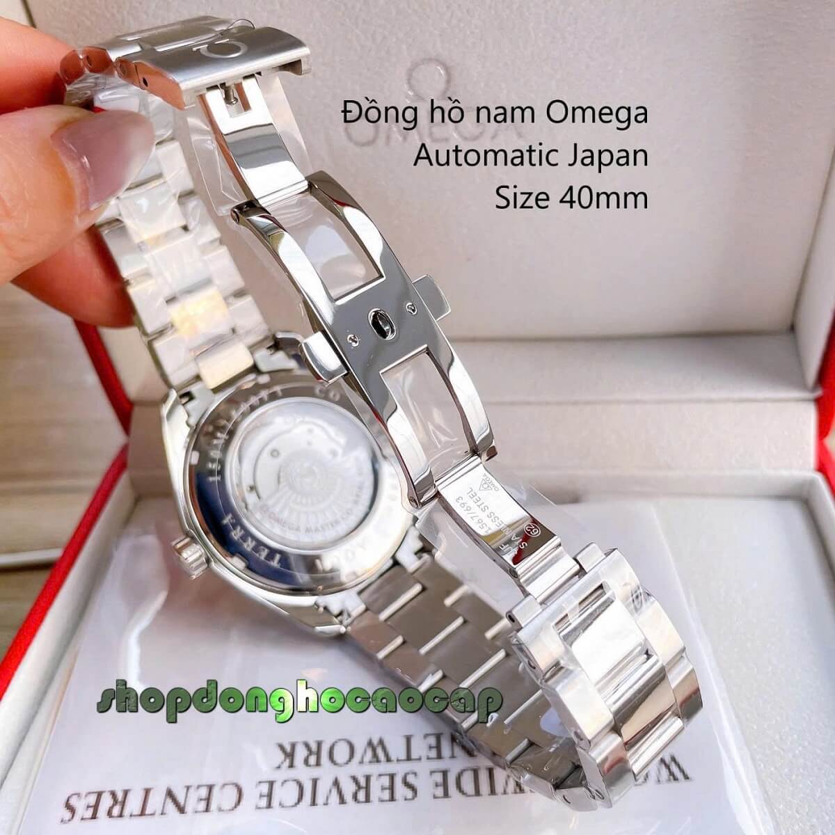 Đồng Hồ Nam Omega Máy Tự Động Nhật Mặt Trắng 2 Lịch Kim Loại Silver Sapphire Size 40mmm