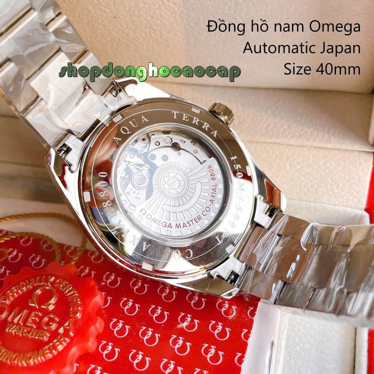Đồng Hồ Nam Omega Máy Tự Động Nhật Mặt Trắng 2 Lịch Kim Loại Silver Sapphire Size 40mmm