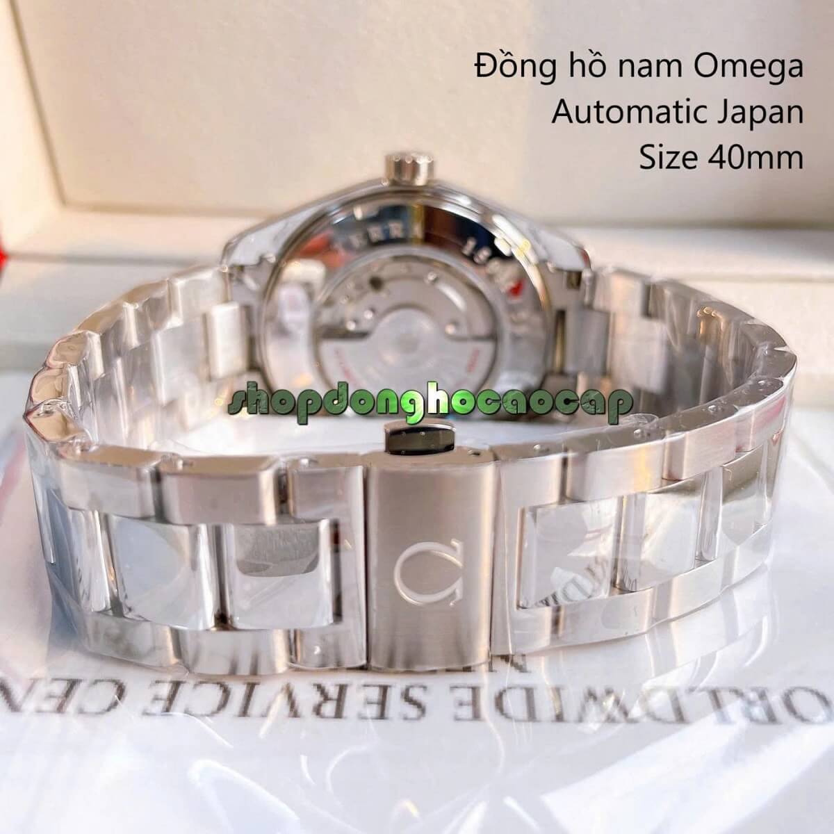 Đồng Hồ Nam Omega Máy Tự Động Nhật Mặt Trắng 2 Lịch Kim Loại Silver Sapphire Size 40mmm