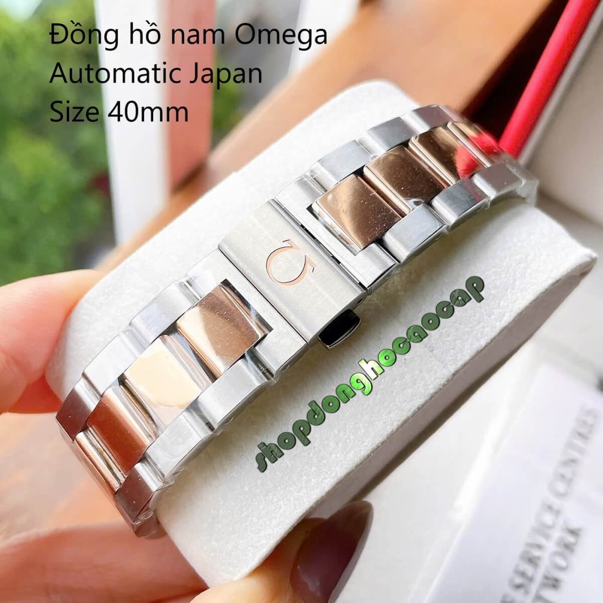 Đồng Hồ Nam Omega Máy Tự Động Nhật Mặt Trắng Kim Loại Demi Rose Sapphire Size 40mmm