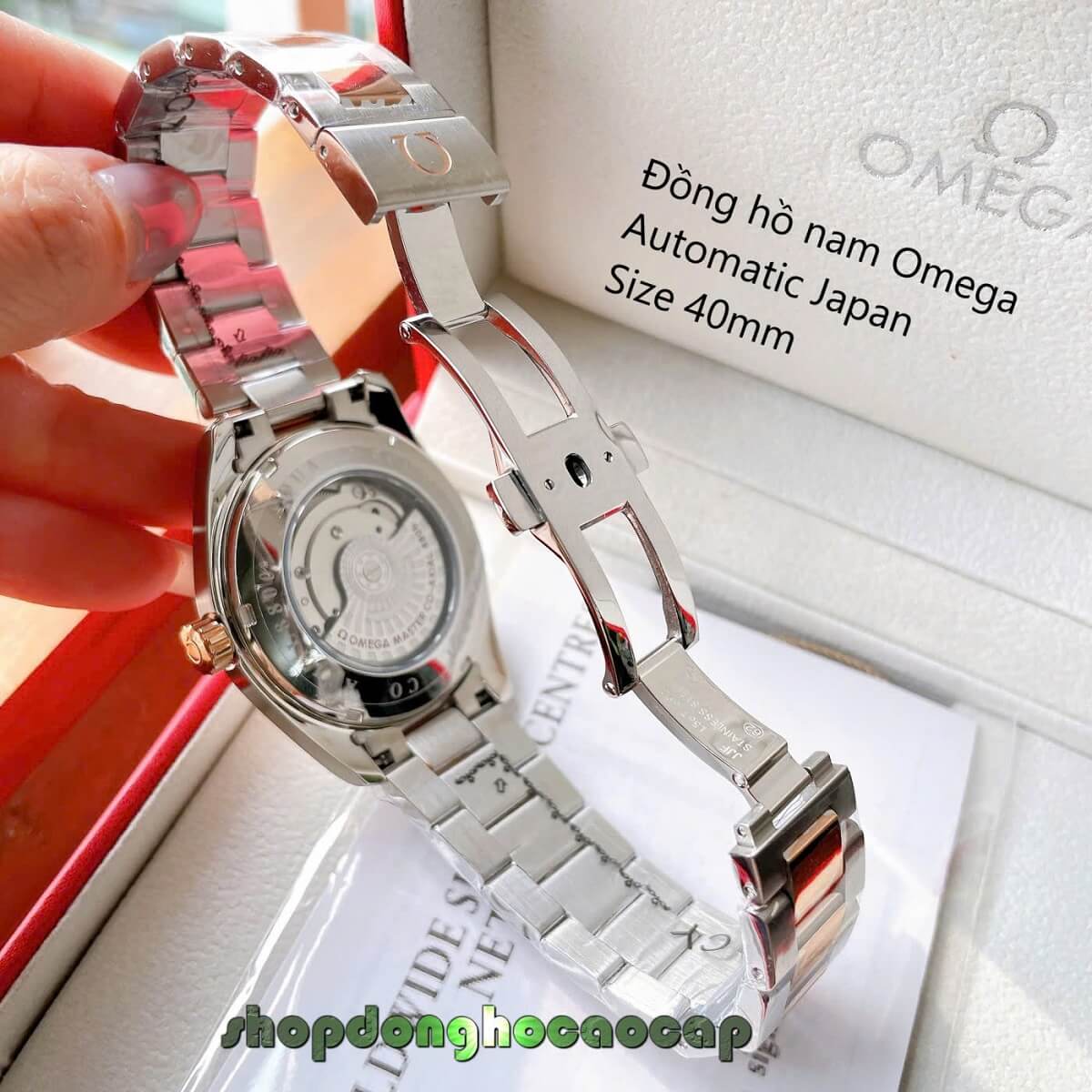 Đồng Hồ Nam Omega Máy Tự Động Nhật Mặt Trắng Kim Loại Demi Rose Sapphire Size 40mmm