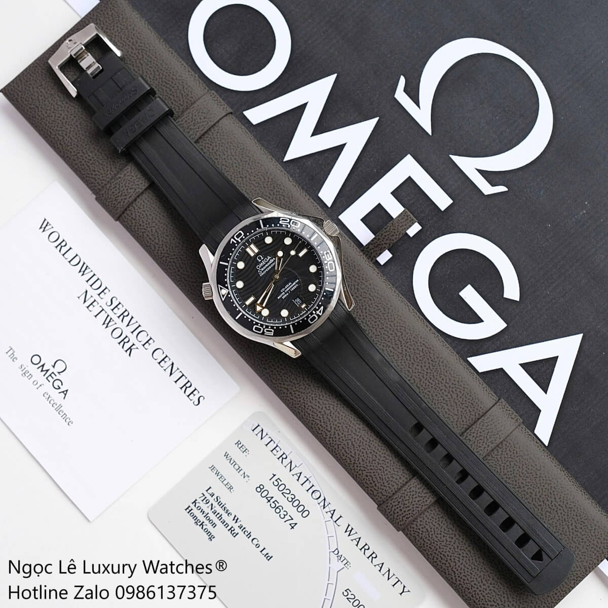 Đồng Hồ Nam Omega Seamaster Diver Automatic Dây Cao Su Đen Size 41mm - Vỏ Bạc Mặt Đen