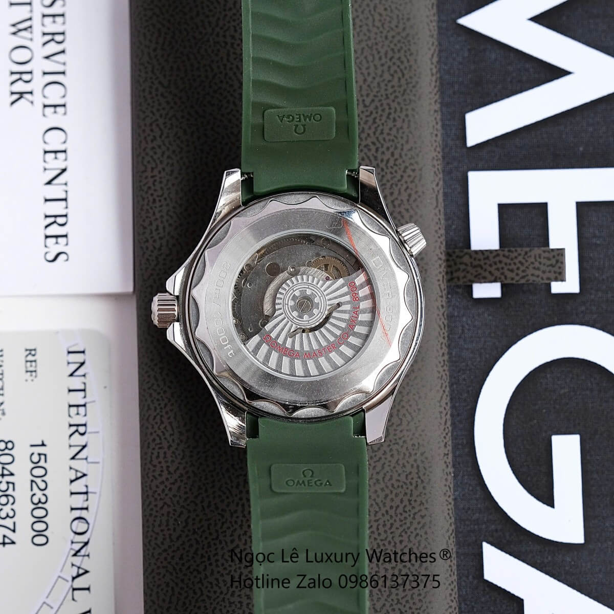 Đồng Hồ Nam Omega Seamaster Diver Automatic Dây Cao Su Đen Size 41mm - Vỏ Bạc Mặt Xanh Rêu