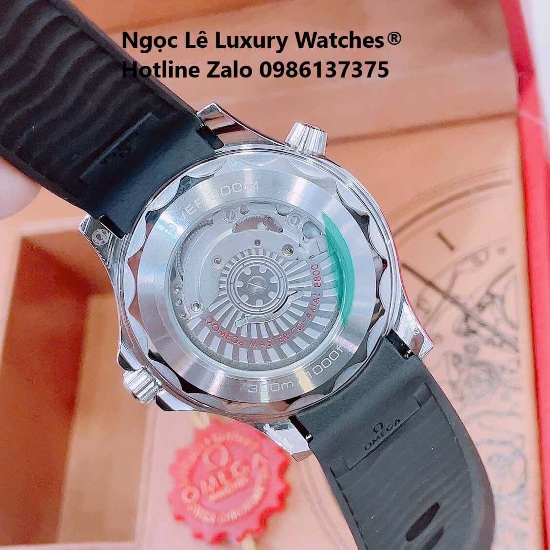 Đồng Hồ Nam Omega Seamaster Diver Automatic Dây Cao Su Đen Size 41mm - Vỏ Bạc Mặt Trắng Viền Đen