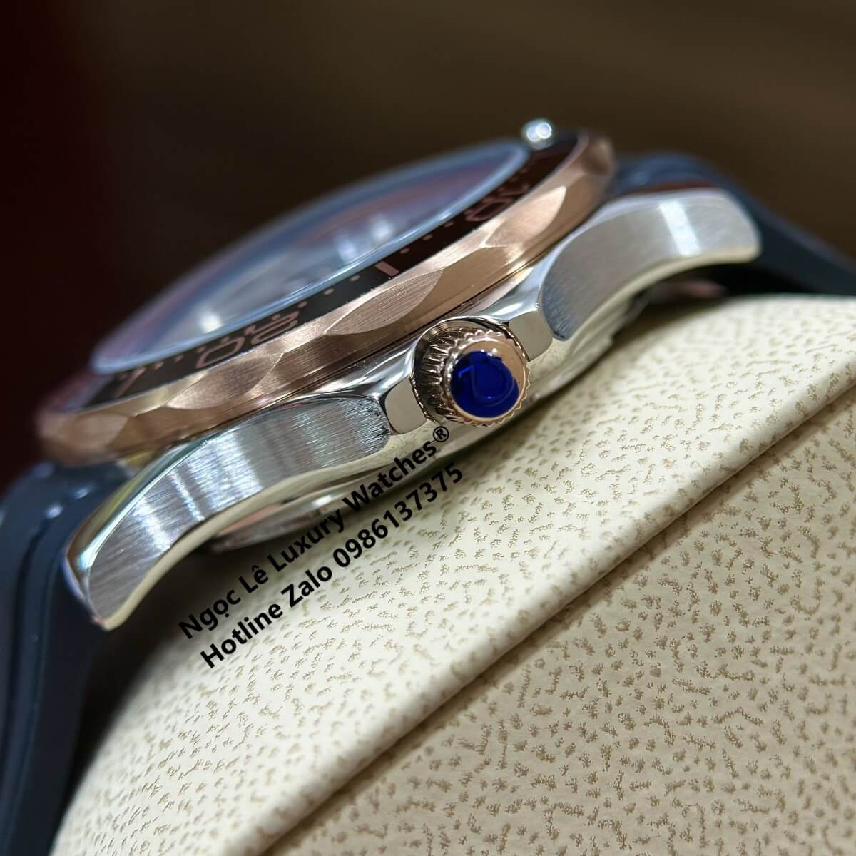 Đồng Hồ Nam Omega Seamaster Diver Automatic Dây Cao Su Đen Size 41mm - Vỏ Demi Rose Mặt Đen