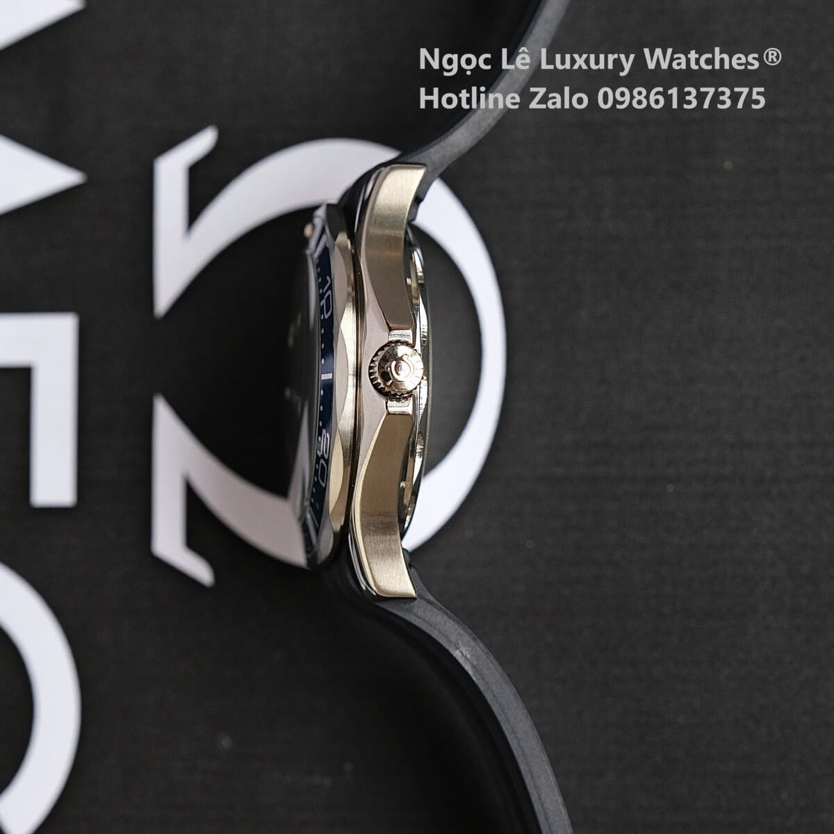 Đồng Hồ Nam Omega Seamaster Diver Automatic Dây Cao Su Xanh Size 41mm - Vỏ Bạc Mặt Xanh