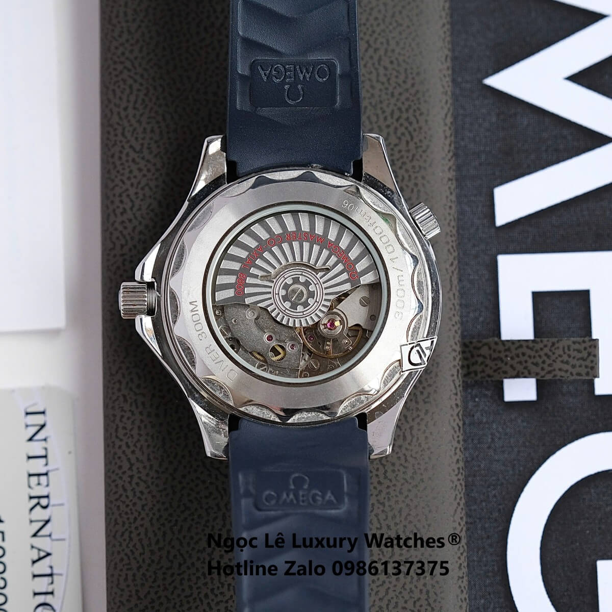 Đồng Hồ Nam Omega Seamaster Diver Automatic Dây Cao Su Xanh Size 41mm - Vỏ Bạc Mặt Xanh