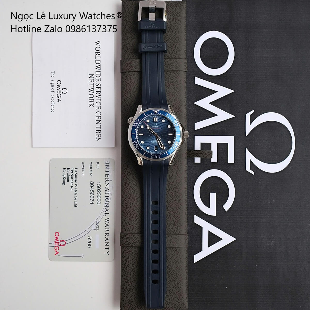 Đồng Hồ Nam Omega Seamaster Diver Automatic Dây Cao Su Xanh Size 41mm - Vỏ Bạc Mặt Xanh