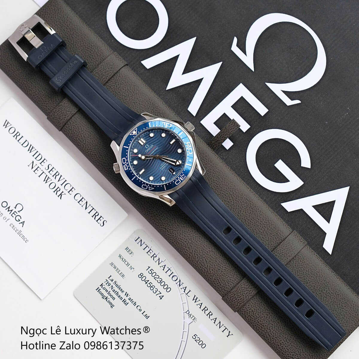 Đồng Hồ Nam Omega Seamaster Diver Automatic Dây Cao Su Xanh Size 41mm - Vỏ Bạc Mặt Xanh