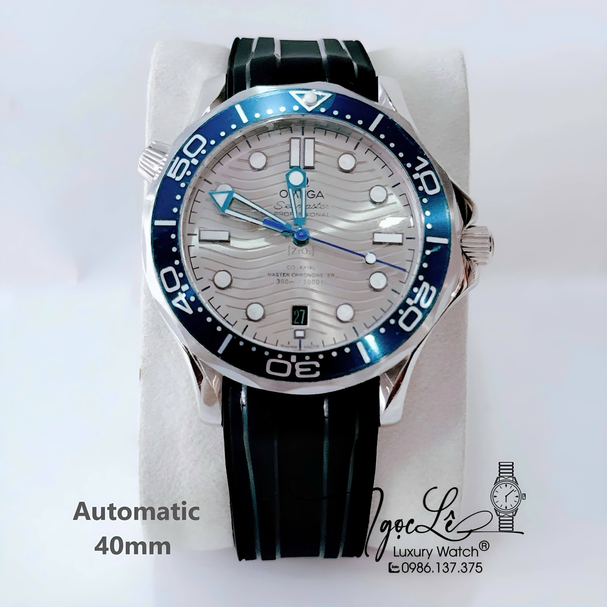 Đồng Hồ Nam Omega Seamaster Diver Automatic Dây Cao Su Đen Size 41mm - Vỏ Bạc Mặt Xám