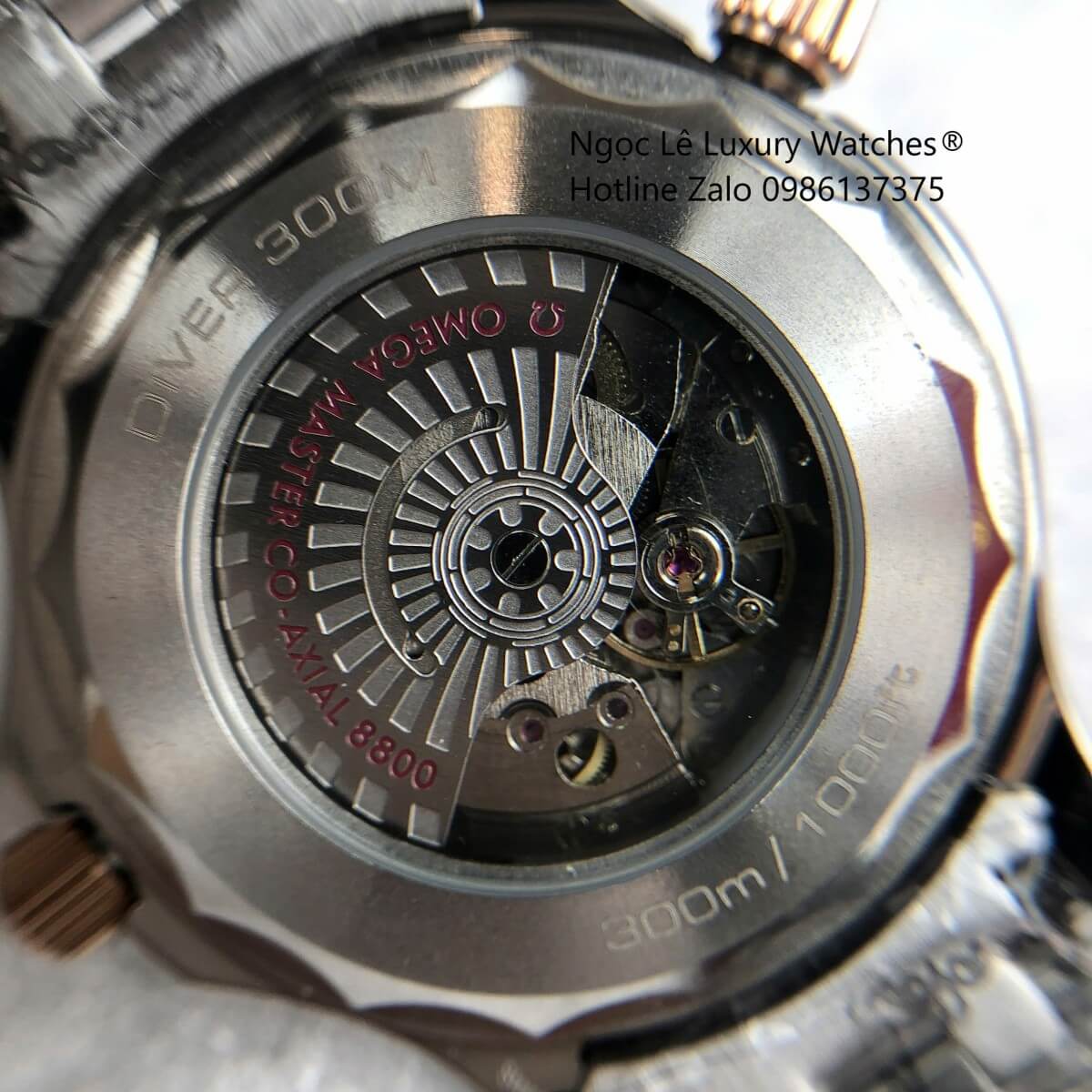 Đồng Hồ Nam Omega Seamaster Diver Automatic Dây Kim Loại Demi Rose Size 41mm - Mặt Đen