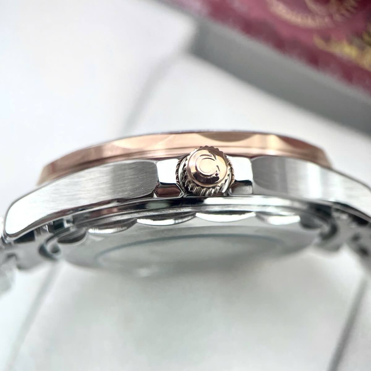 Đồng Hồ Nam Omega Seamaster Diver Automatic Dây Kim Loại Demi Vàng Hồng Size 41mm - Mặt Xanh