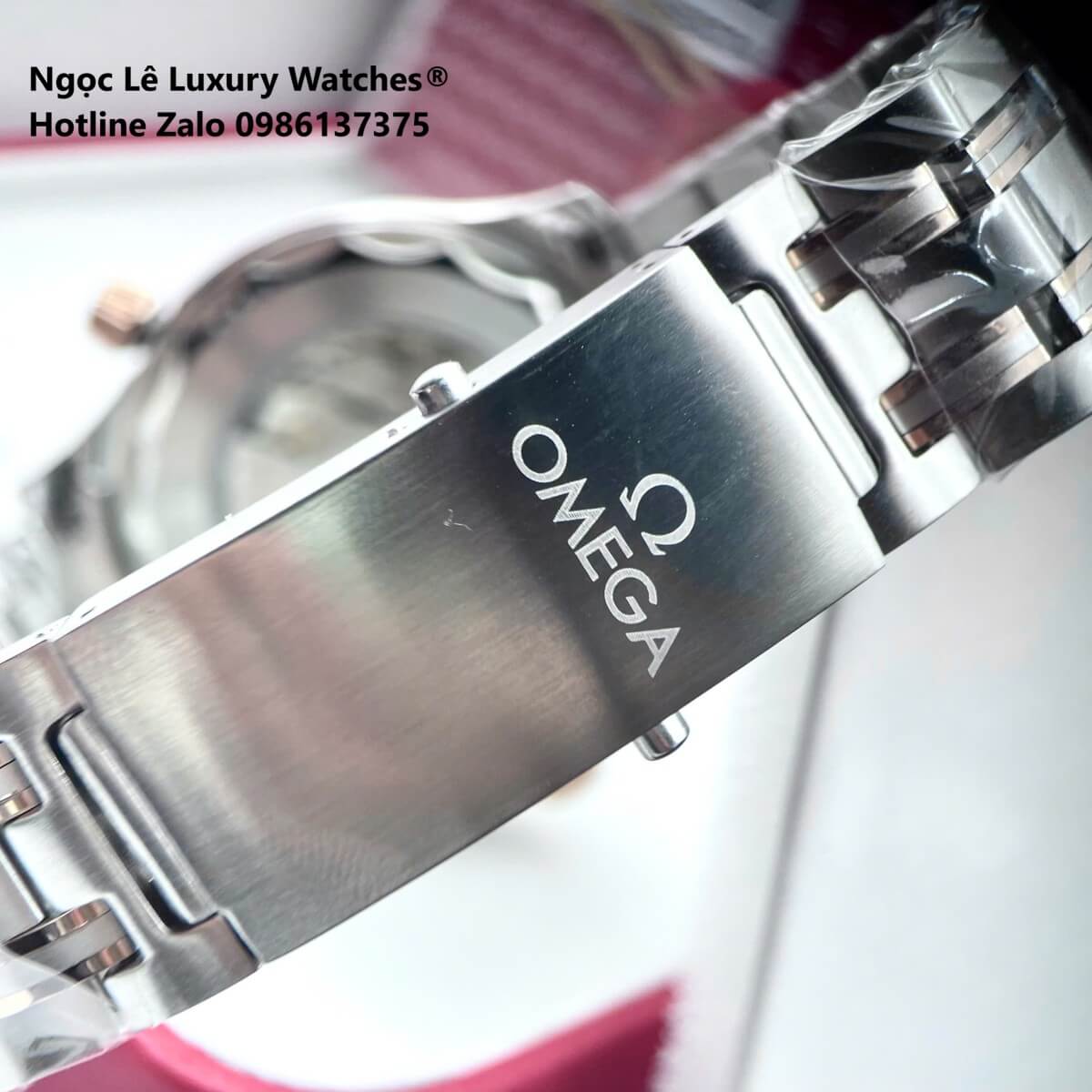 Đồng Hồ Nam Omega Seamaster Diver Automatic Dây Kim Loại Demi Vàng Hồng Size 41mm - Mặt Xanh