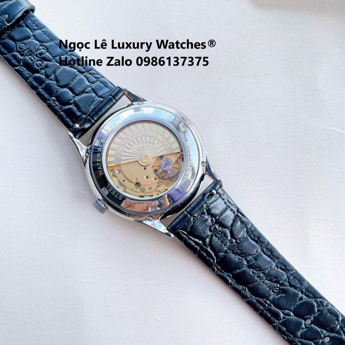 Đồng Hồ Nam Omega Thuyền Buồm Máy Cơ Tự Động Dây Da Đen Mặt Đen Vỏ Silver Size 40mm