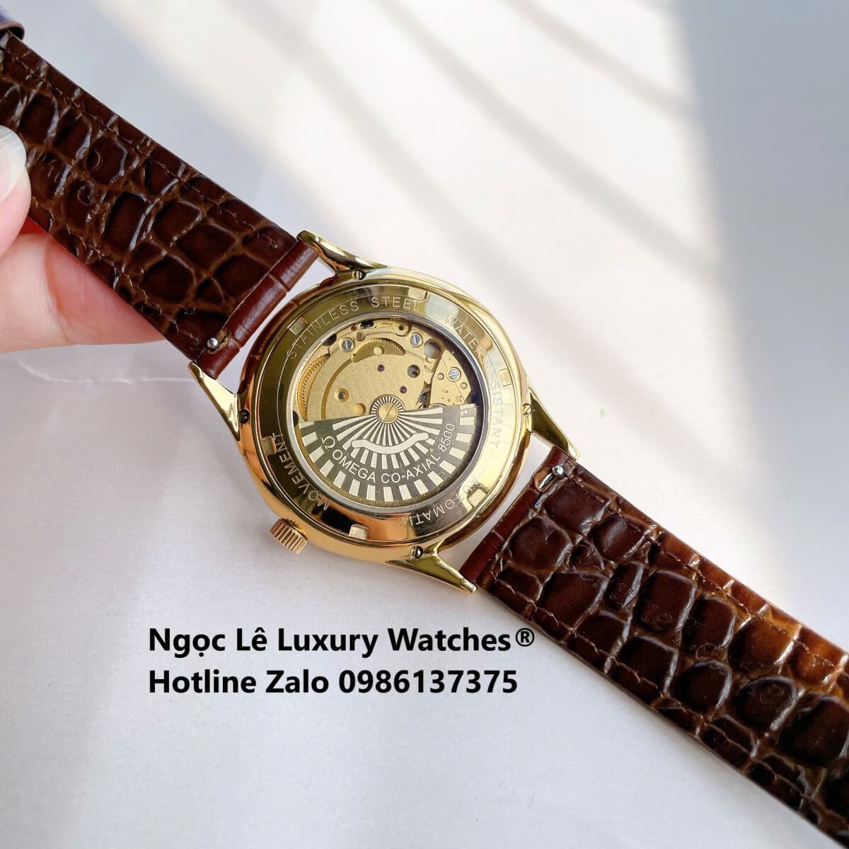 Đồng Hồ Nam Omega Thuyền Buồm Tự Động Dây Da Nâu Chocolate Vỏ Gold Size 40mm