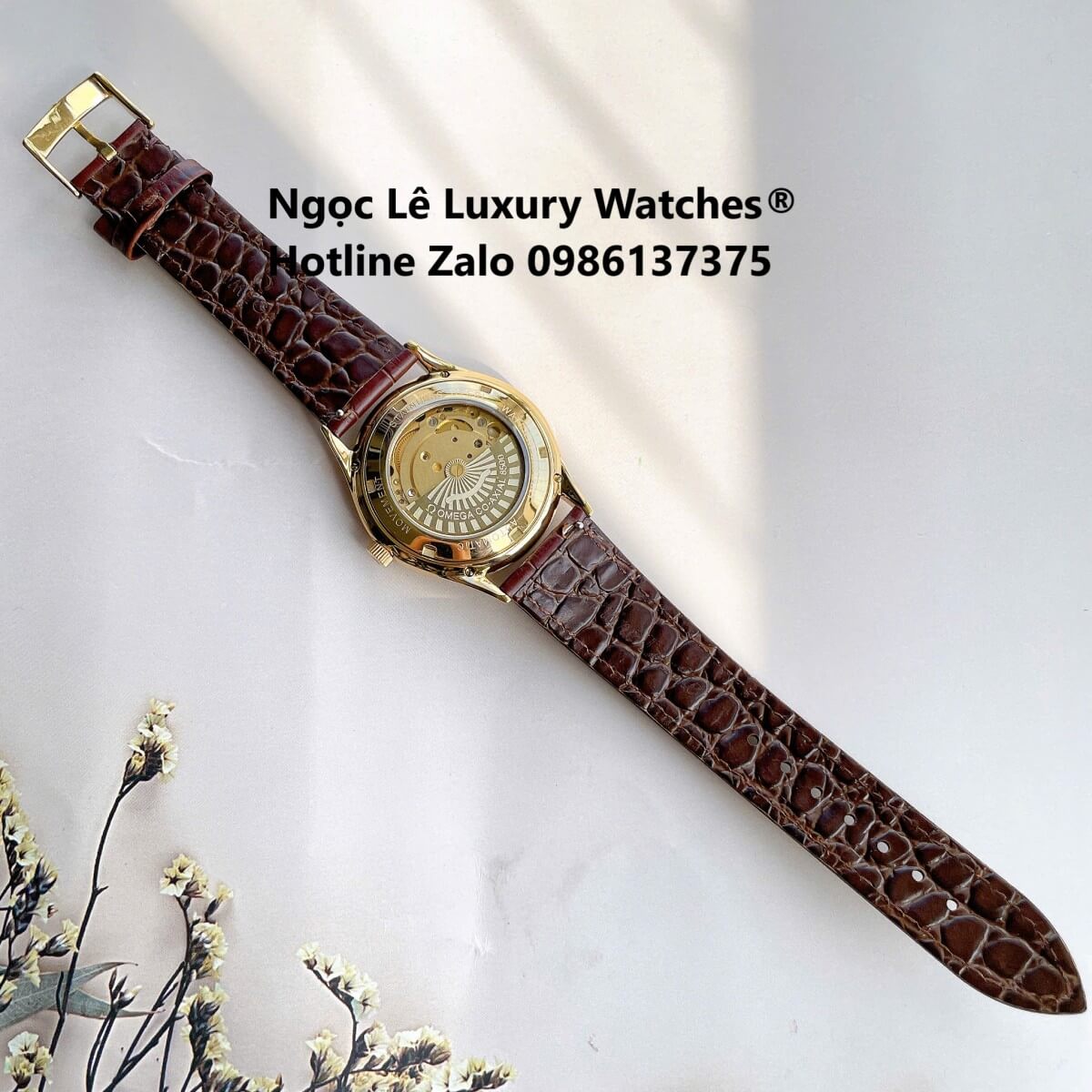 Đồng Hồ Nam Omega Thuyền Buồm Tự Động Dây Da Nâu Chocolate Vỏ Gold Size 40mm