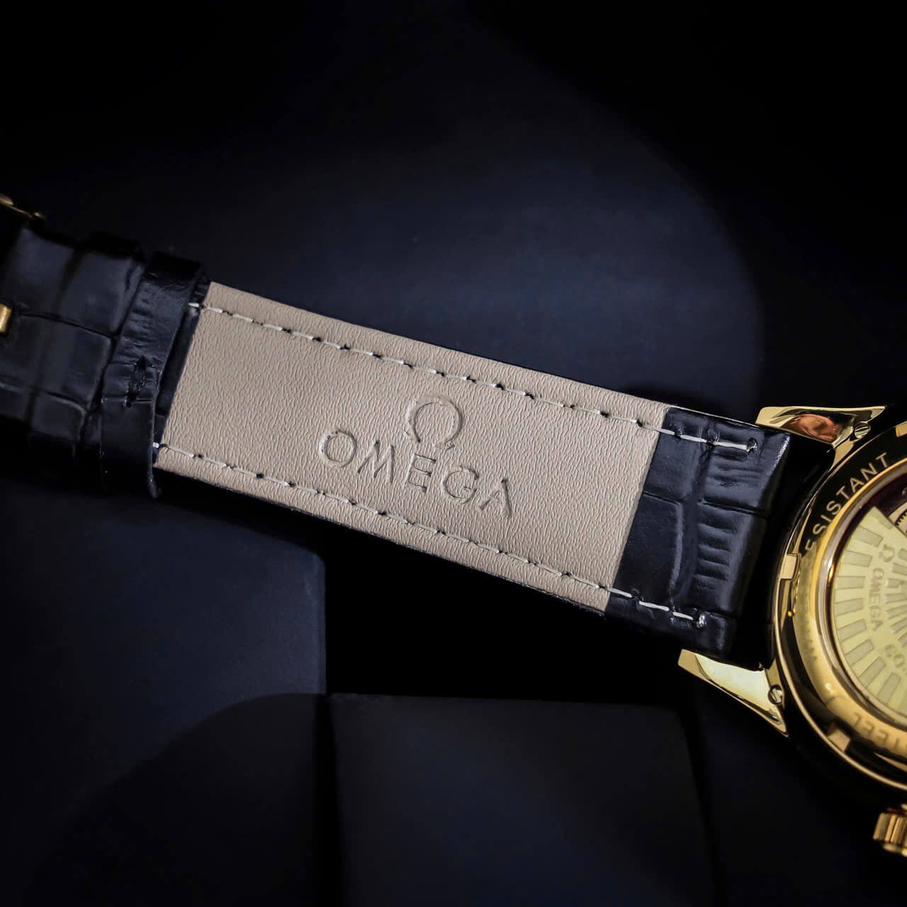 Đồng Hồ Nam Omega Thuyền Buồm Tự Động Dây Da Đen Vỏ Gold Size 40mm
