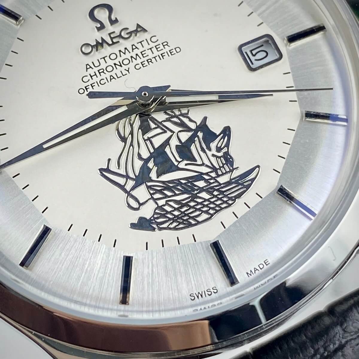 Đồng Hồ Nam Omega Thuyền Buồm Tự Động Dây Da Đen Vỏ Silver Size 40mm