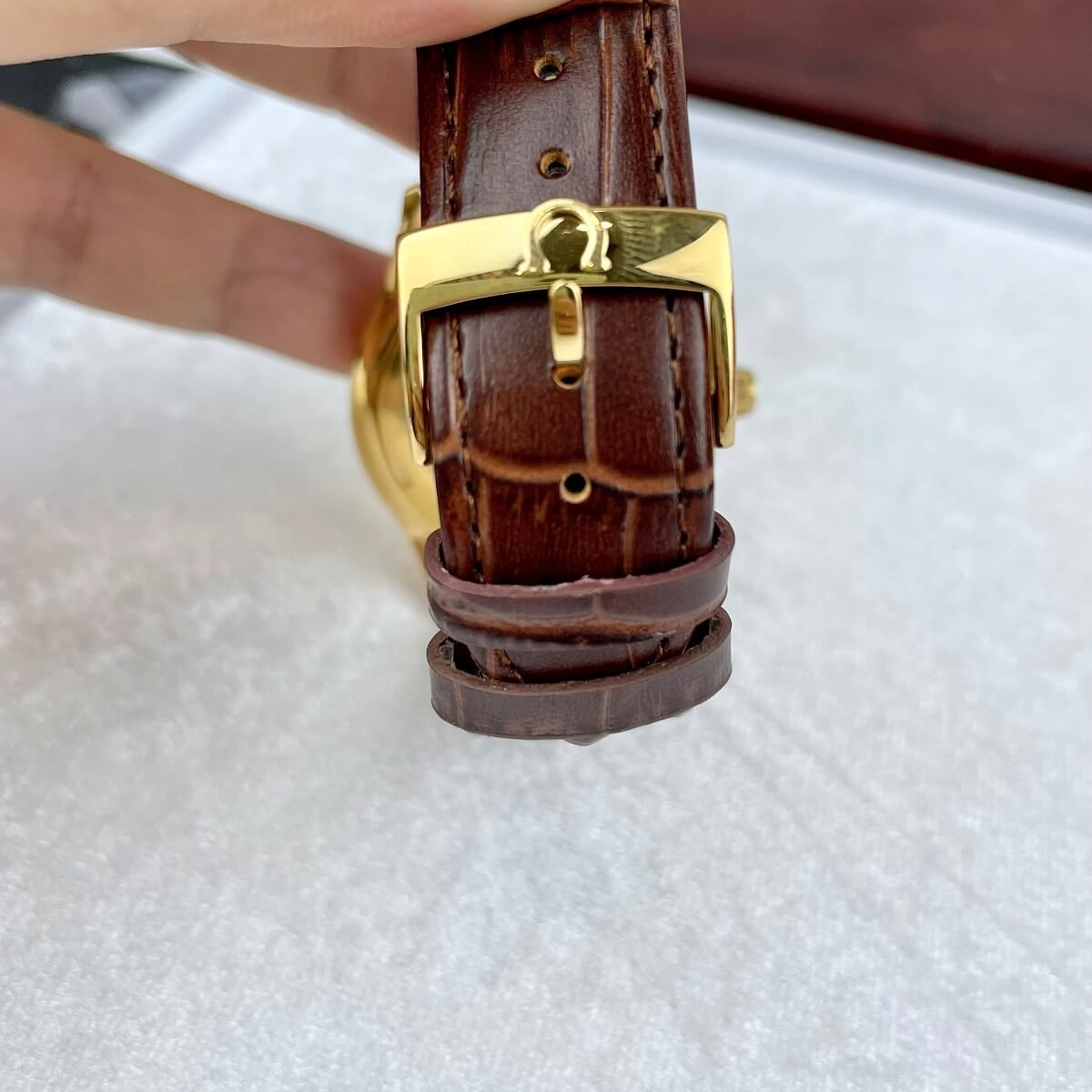 Đồng Hồ Nam Omega Thuyền Buồm Tự Động Dây Da Nâu Vỏ Gold White Size 40mm
