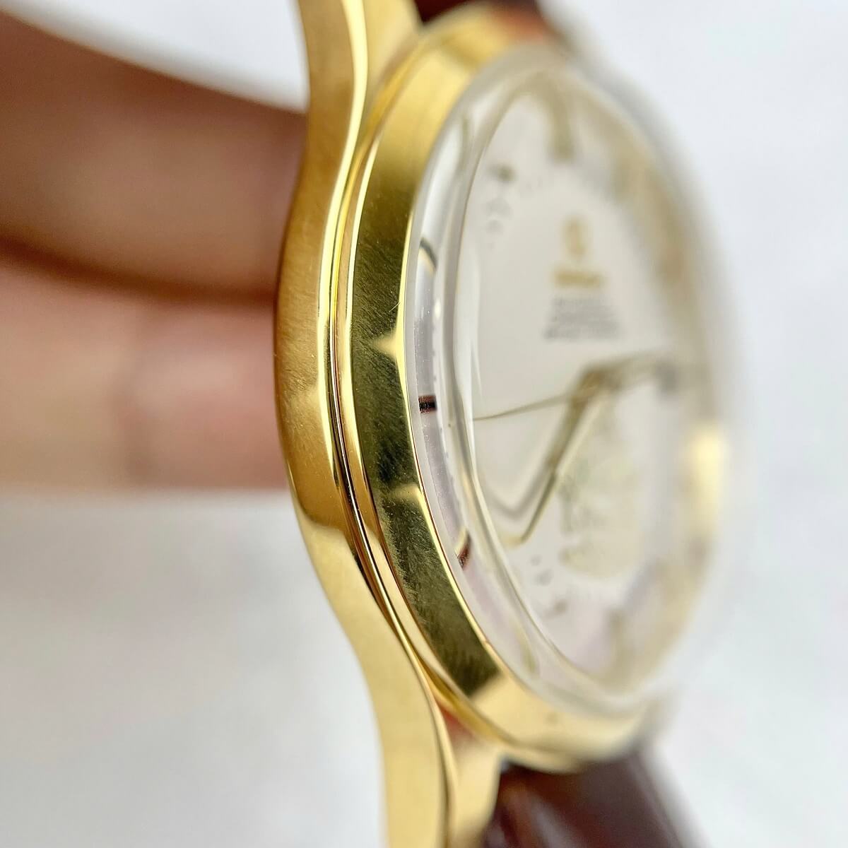Đồng Hồ Nam Omega Thuyền Buồm Tự Động Dây Da Nâu Vỏ Gold White Size 40mm