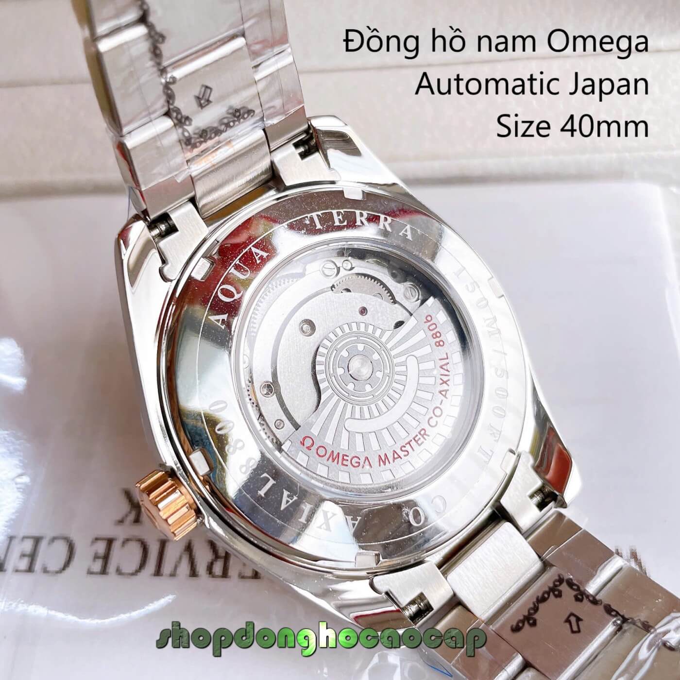 Đồng Hồ Nam Omega Máy Tự Động Nhật Mặt Trắng Kim Loại Demi Rose Sapphire Size 40mmm