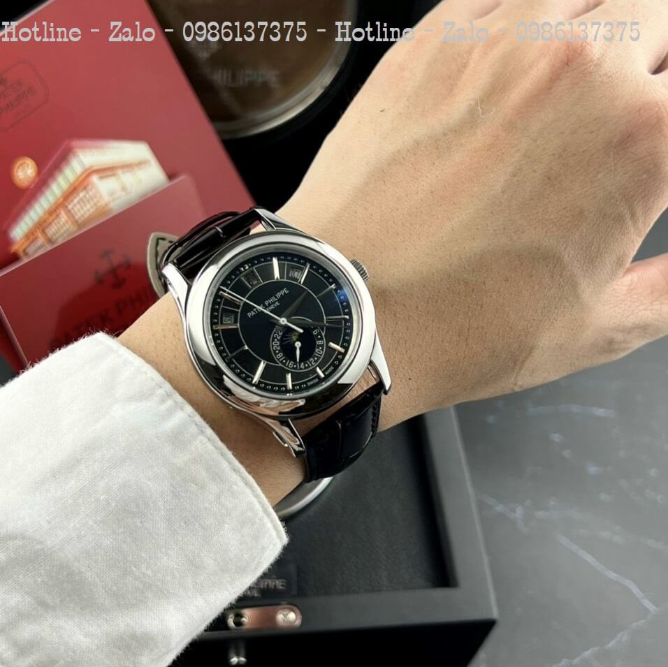 Đồng Hồ Patek Philippe Nam Máy Cơ Siêu Cấp Đen Mặt Đen Silver 40mm