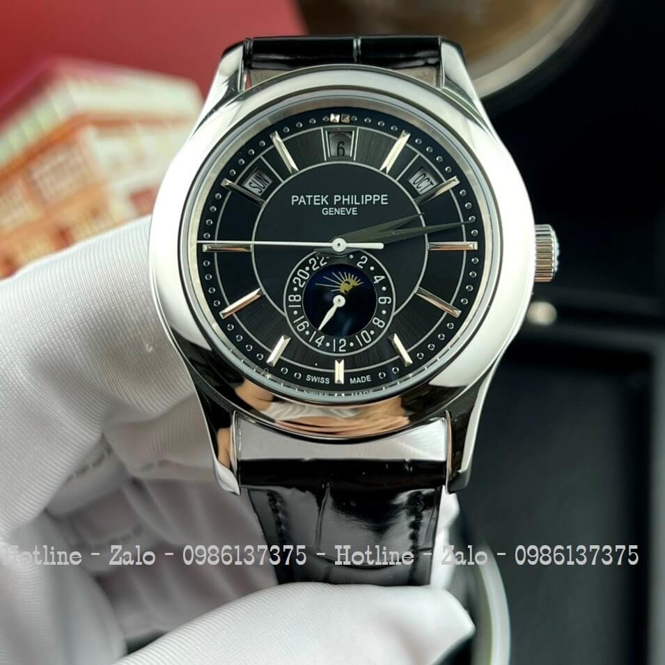 Đồng Hồ Patek Philippe Nam Máy Cơ Siêu Cấp Đen Mặt Đen Silver 40mm