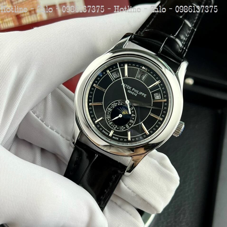 Đồng Hồ Patek Philippe Nam Máy Cơ Siêu Cấp Đen Mặt Đen Silver 40mm