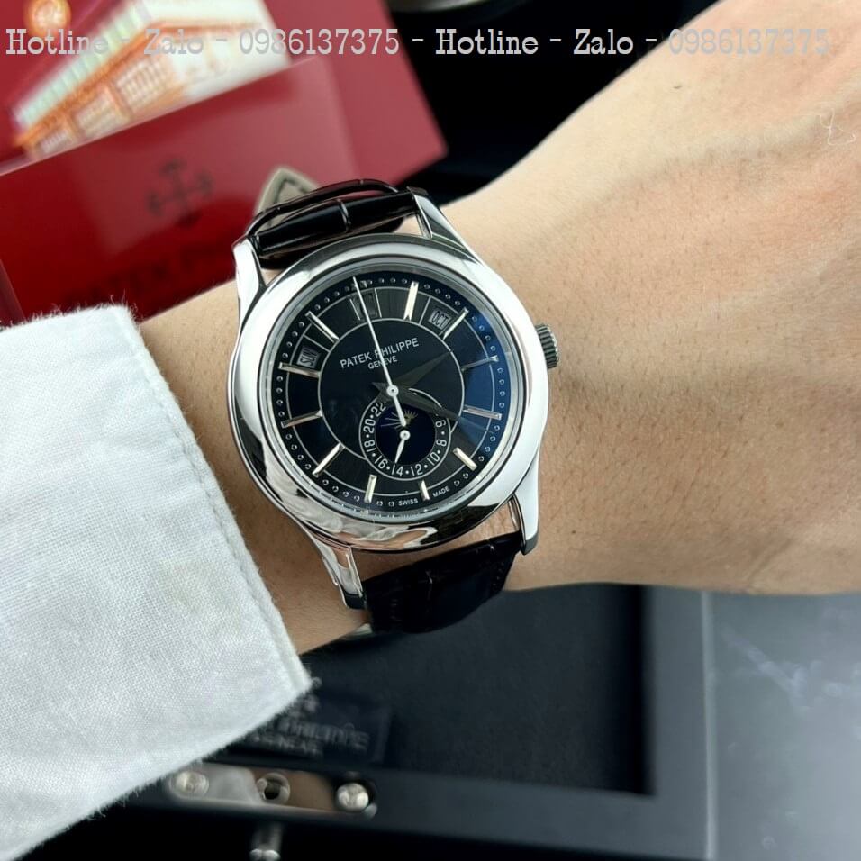 Đồng Hồ Patek Philippe Nam Máy Cơ Siêu Cấp Đen Mặt Đen Silver 40mm