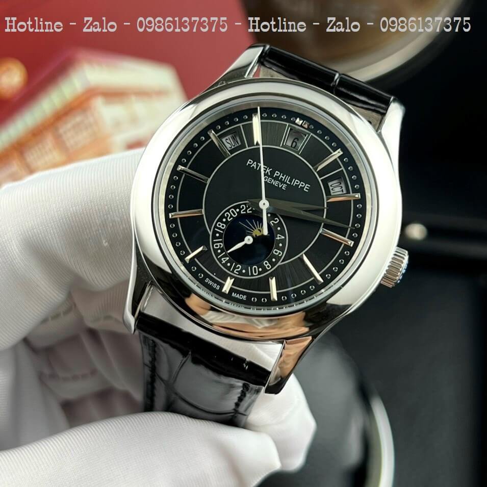 Đồng Hồ Patek Philippe Nam Máy Cơ Siêu Cấp Đen Mặt Đen Silver 40mm