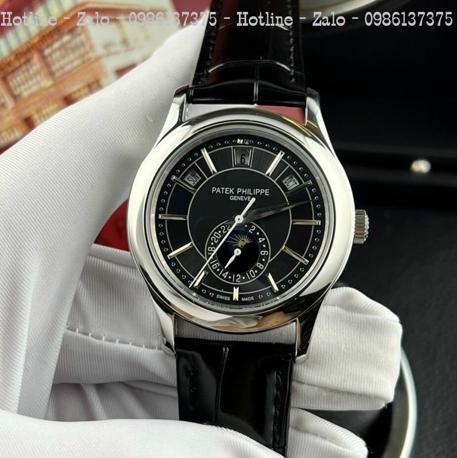 Đồng Hồ Patek Philippe Nam Máy Cơ Siêu Cấp Đen Mặt Đen Silver 40mm