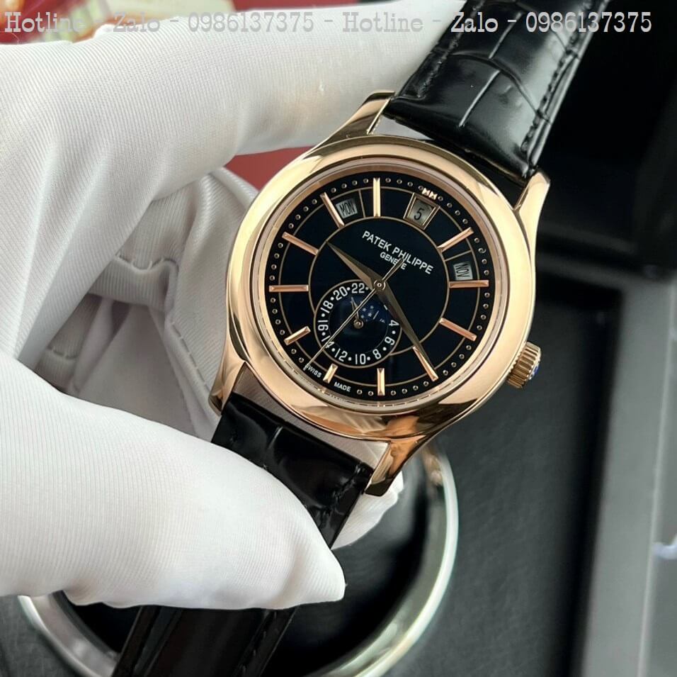 Đồng Hồ Patek Philippe Nam Máy Cơ Siêu Cấp Đen Mặt Đen Rose 40mm