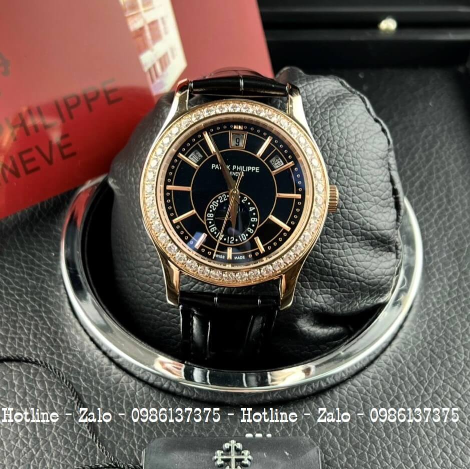 Đồng Hồ Patek Philippe Nam Máy Cơ Siêu Cấp Đen Rose 40mm - Đính Đá