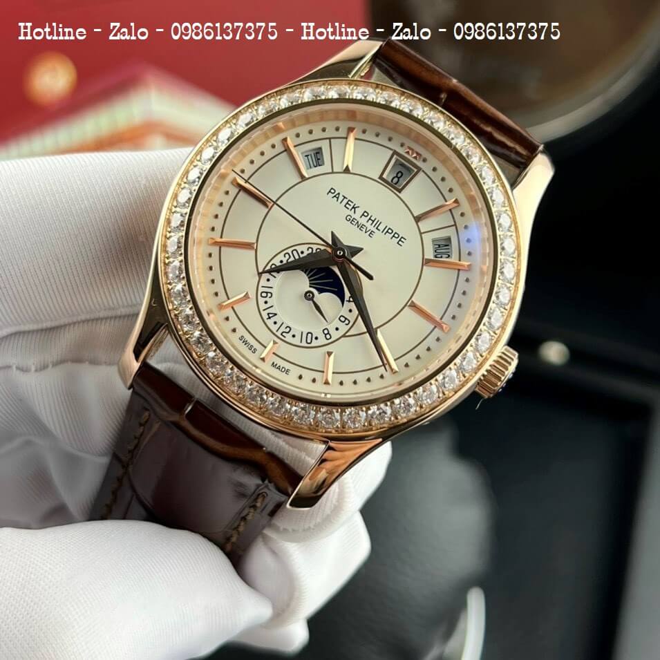 Đồng Hồ Patek Philippe Nam Máy Cơ Siêu Cấp Đen Rose 40mm - Đính Đá