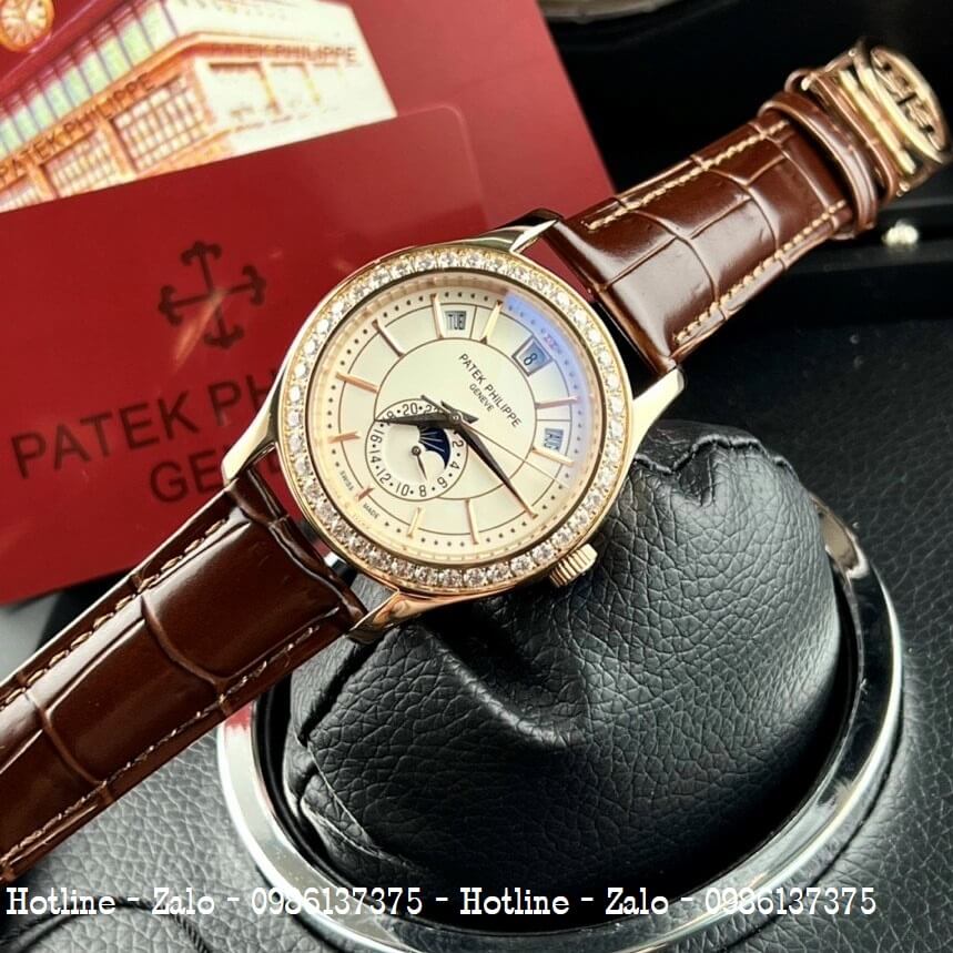 Đồng Hồ Patek Philippe Nam Máy Cơ Siêu Cấp Đen Rose 40mm - Đính Đá